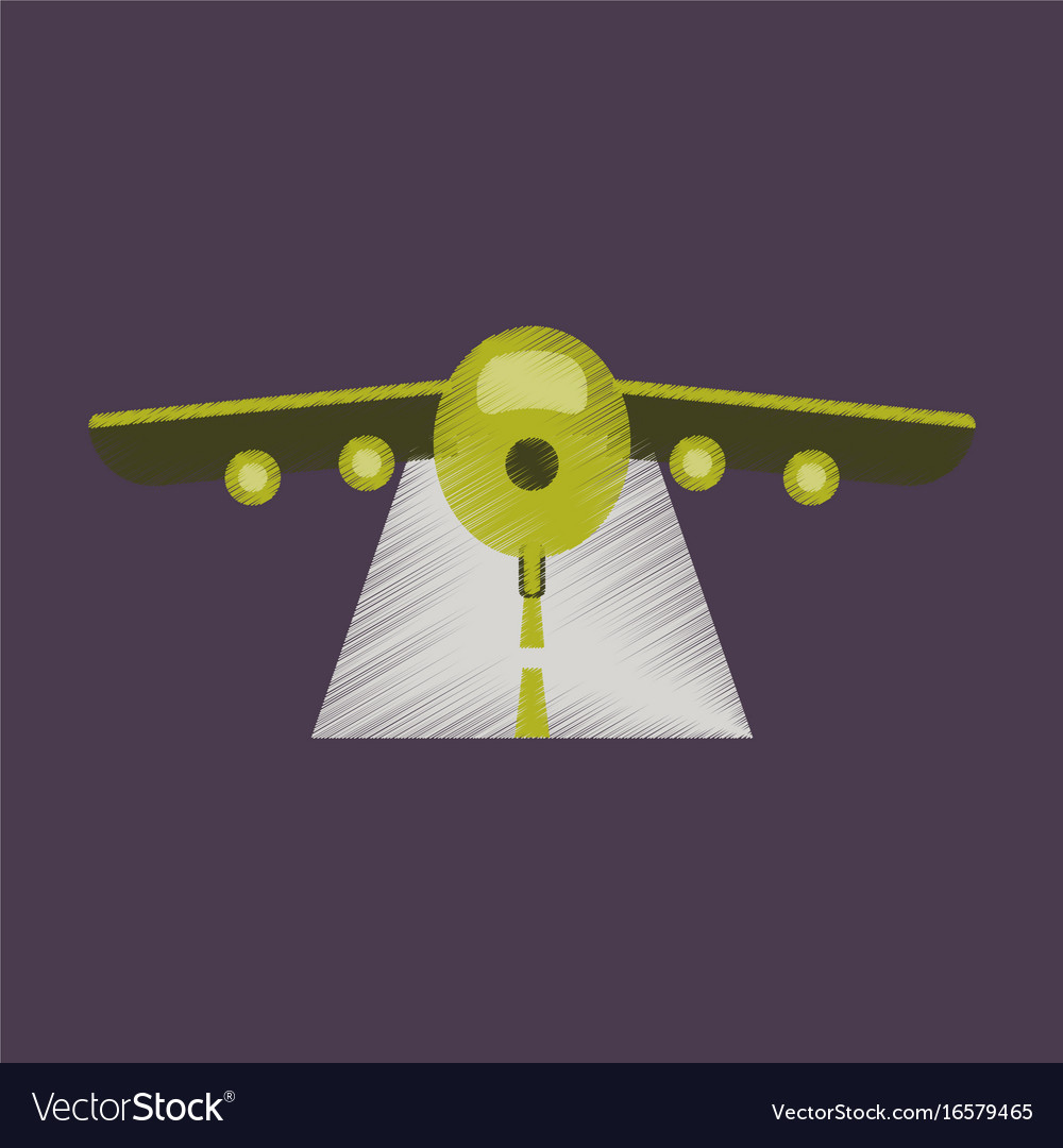 Flat icon in shading style airplane runway