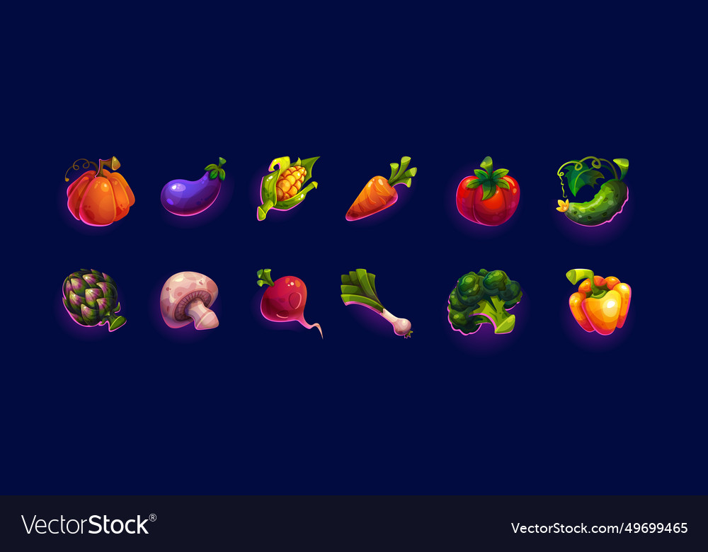 Fresh vegetables color icon big set