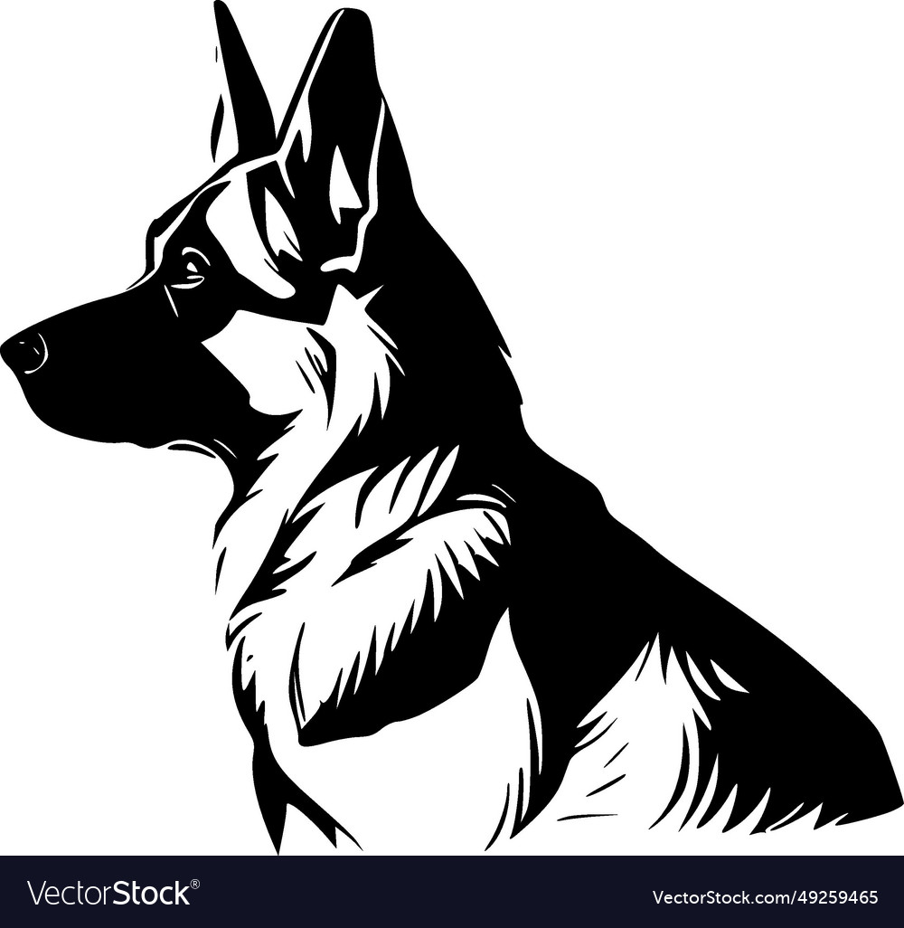 German shepherd - black and white Royalty Free Vector Image