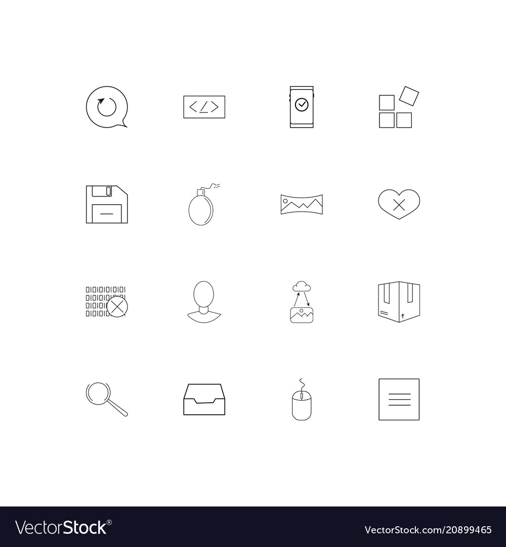 Interface linear thin icons set outlined simple vector image Interface linear thin icons set outlined simple