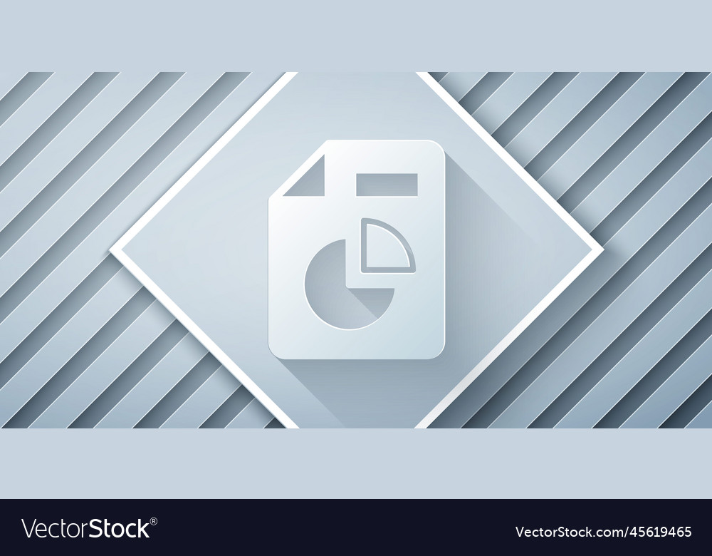 Paper cut document with graph chart icon isolated vector image Paper cut document with graph chart icon isolated