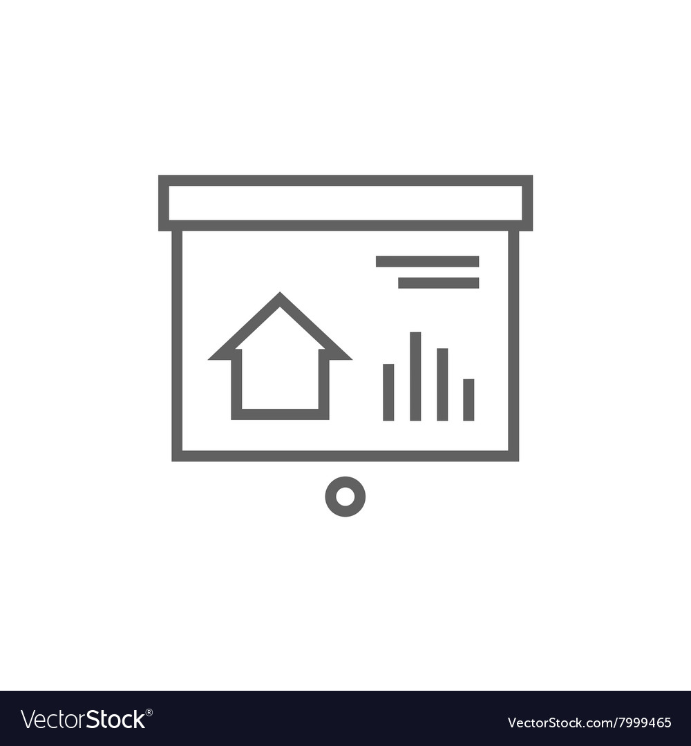 Presentation on projector screen line icon