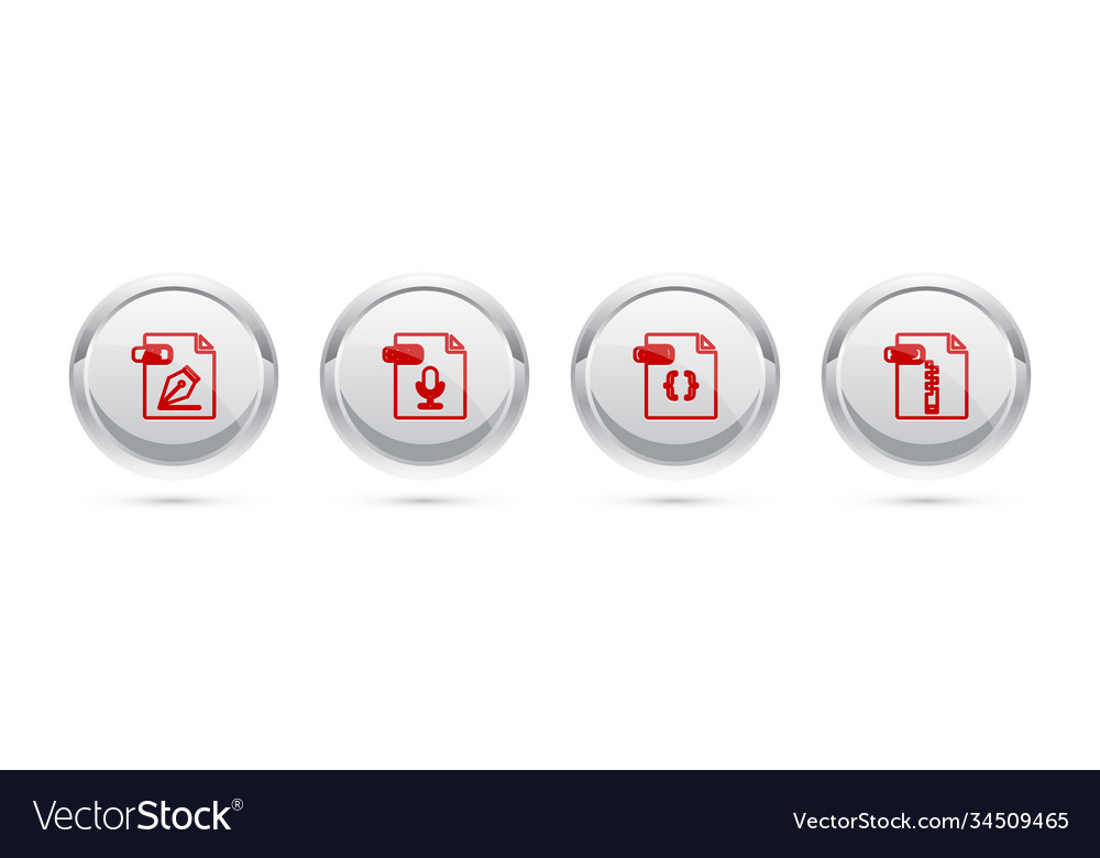 Set line ai file document ogg css and zip vector image Set line ai file document ogg css and zip