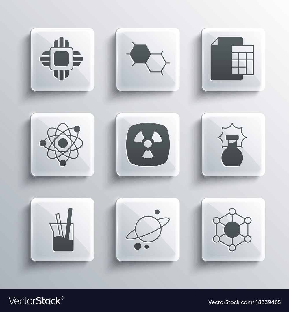 Set planet saturn molecule explosion in the flask vector image Set planet saturn molecule explosion in the flask