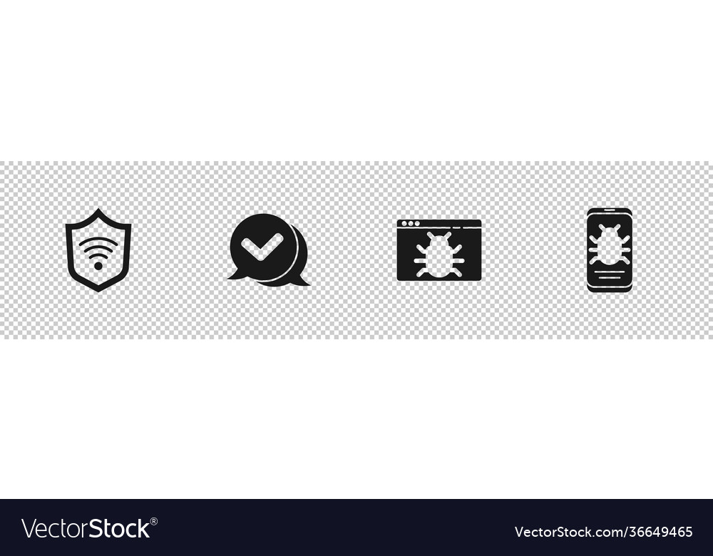 Set shield with wifi wireless check mark vector image Set shield with wifi wireless check mark