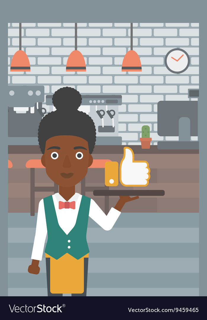 Waitress with like button