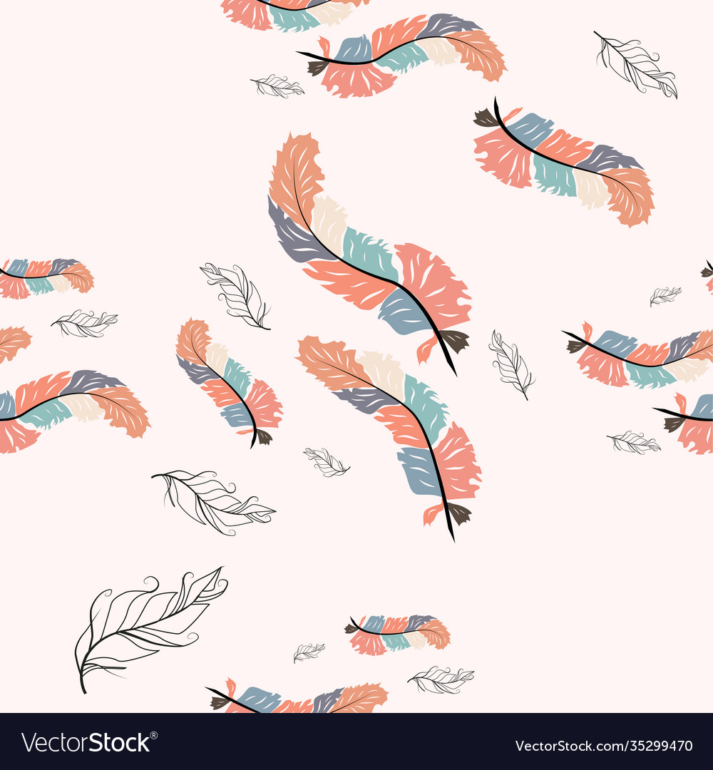 Boho Feather Seamless Pattern