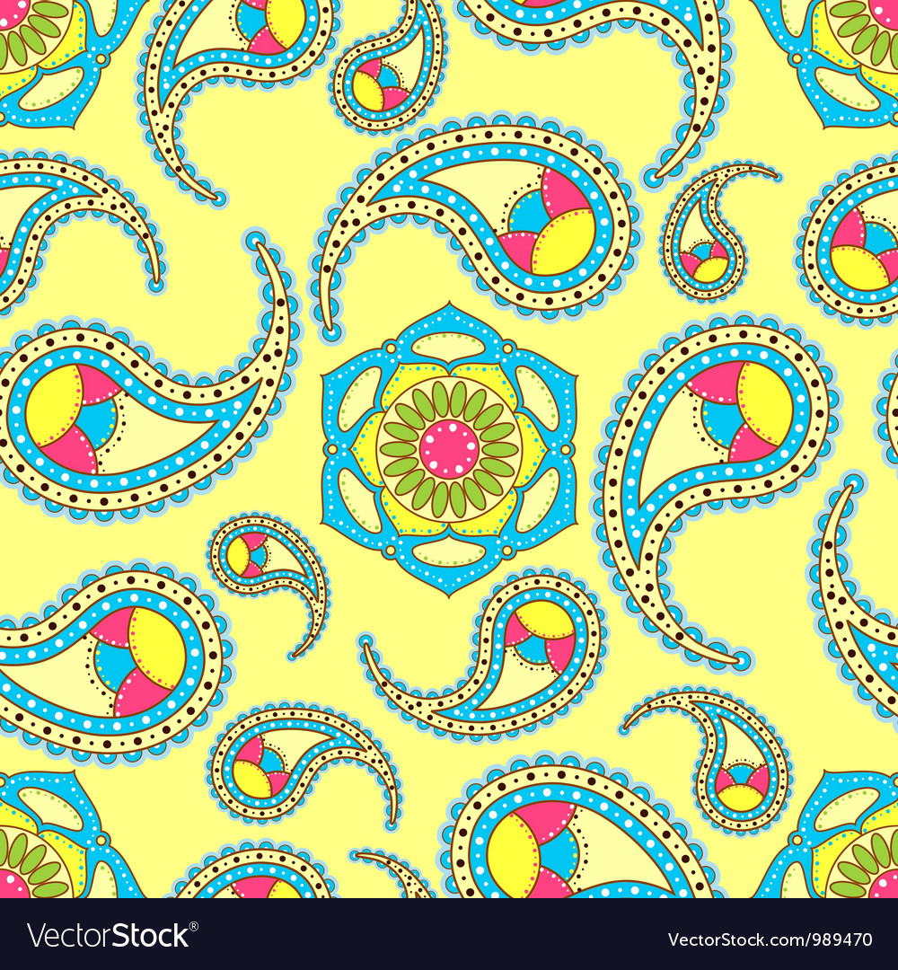 Bright seamless paisley pattern Royalty Free Vector Image