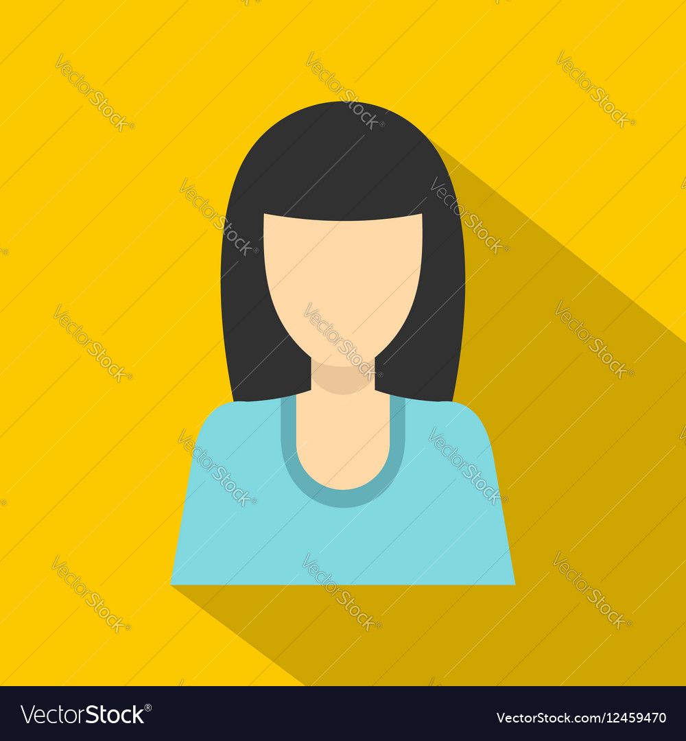 Brunette girl icon flat style Royalty Free Vector Image