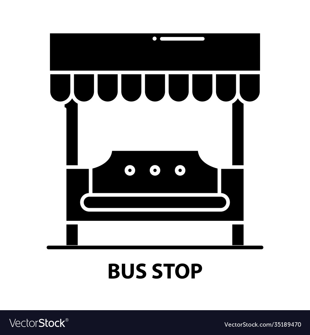 Bus stop symbol icon black sign