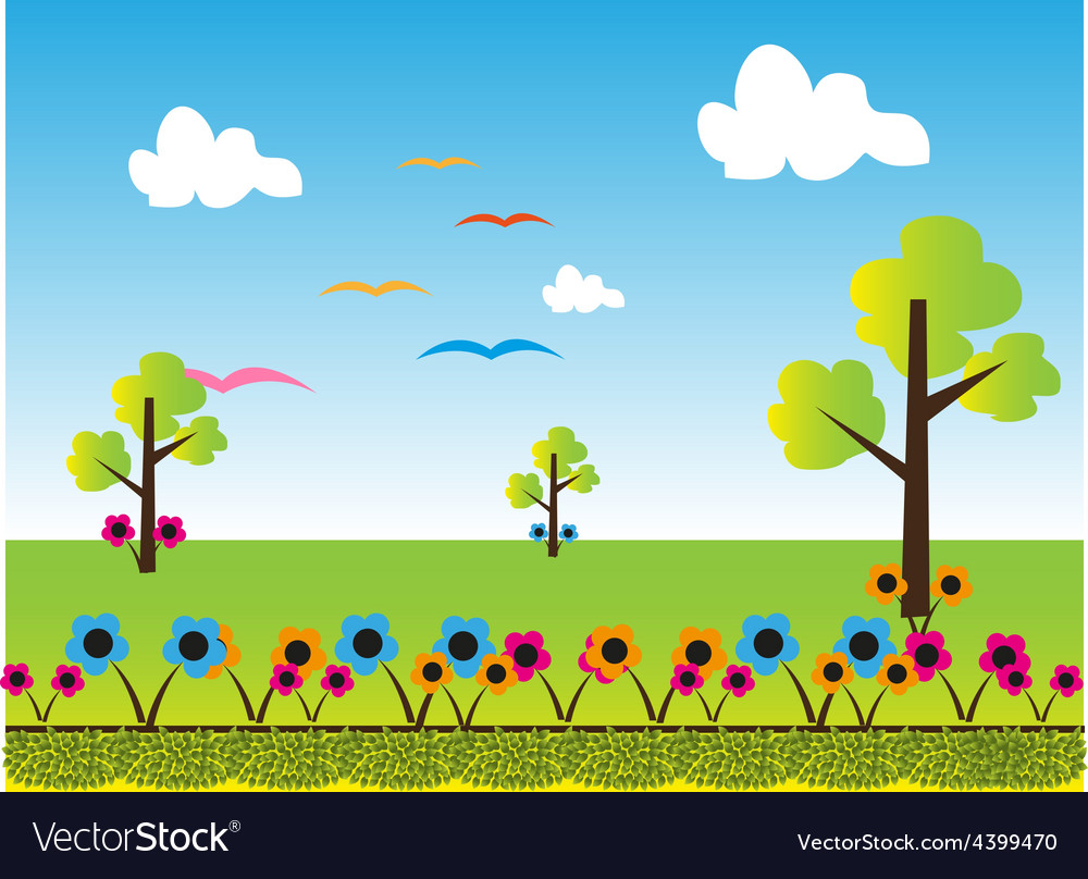 Cartoon landscape background Royalty Free Vector Image