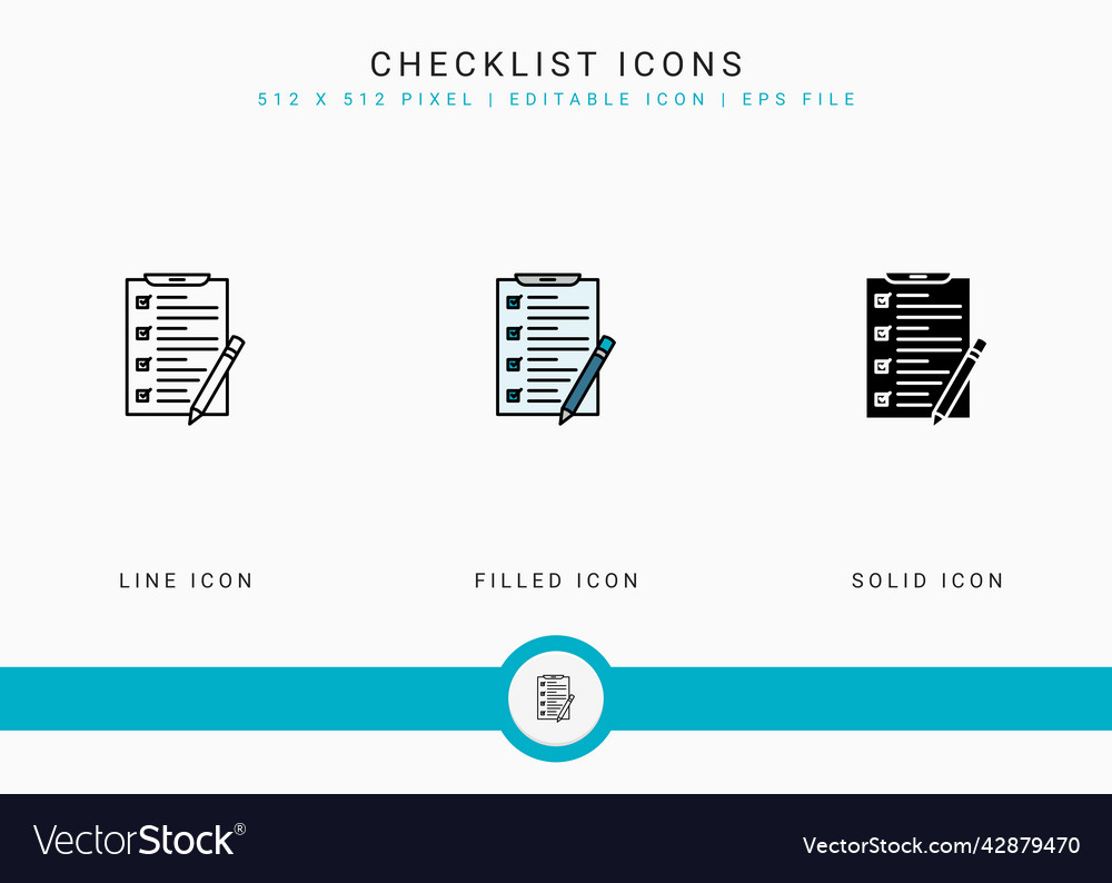Checklist icons set with solid icon line style Vector Image