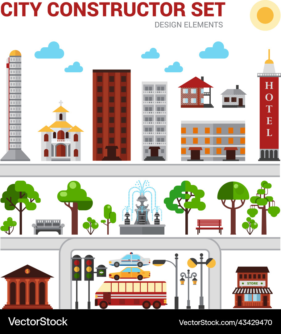 City constructor set Royalty Free Vector Image