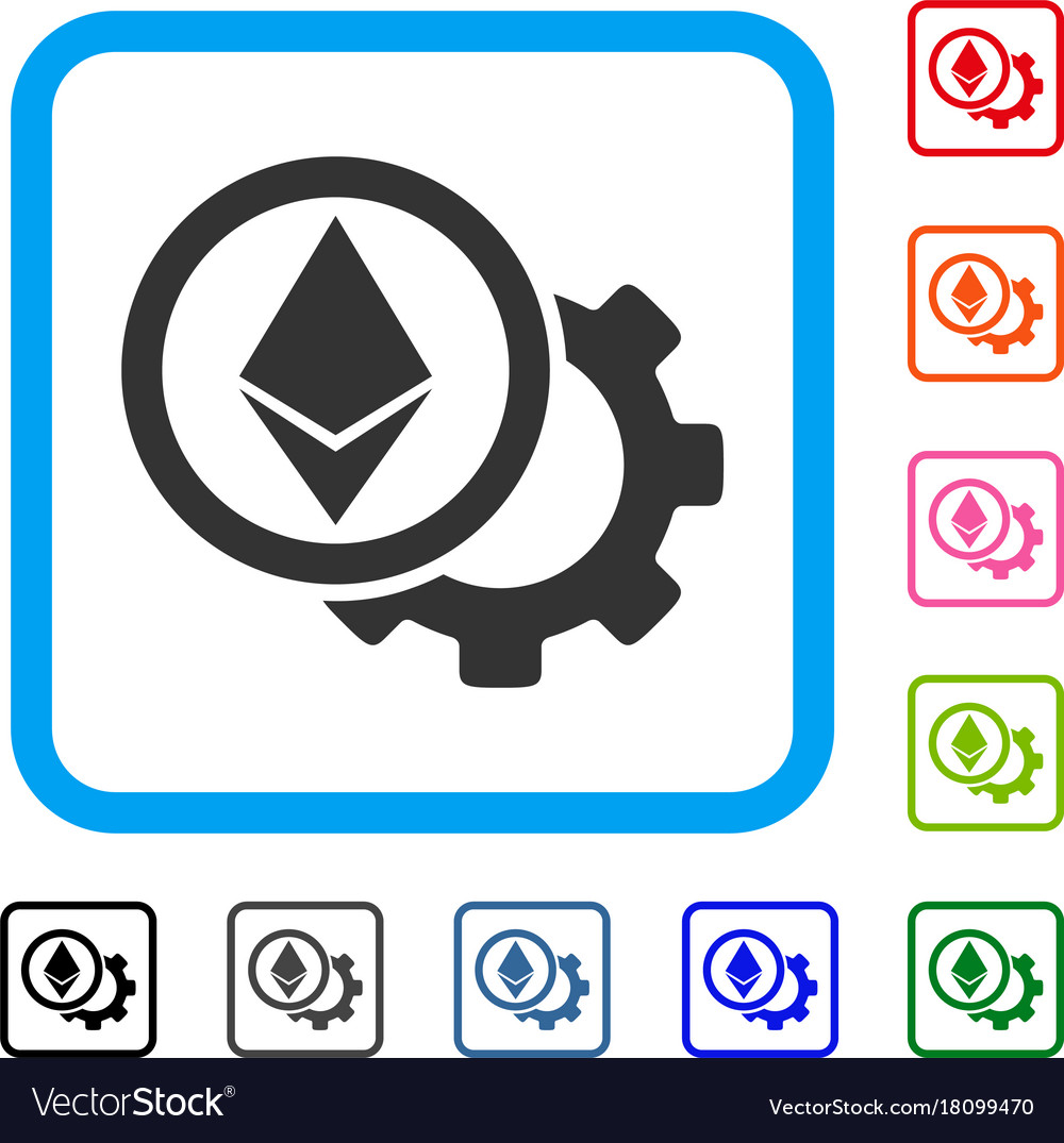 Ethereum options cogwheel framed icon