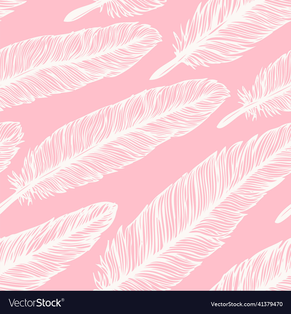Feather seamless pattern hand drawn background