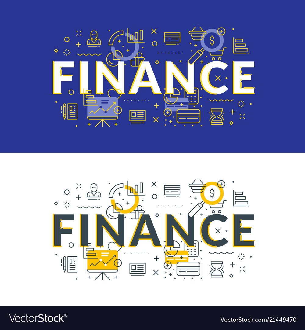 Finance Flat Line Concept For Web Banner And Vector Image
