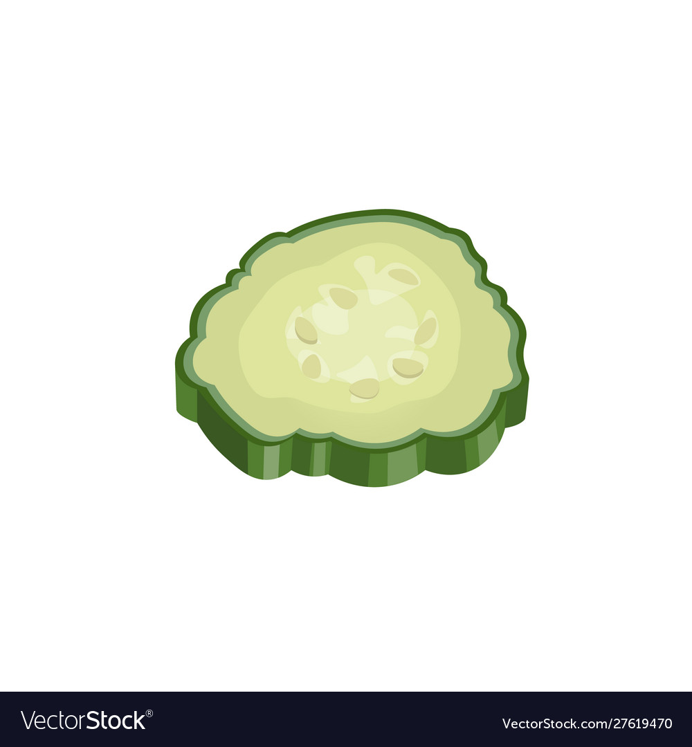 Fresh slice cucumber in flat style Vector Image Fresh slice cucumber in flat style