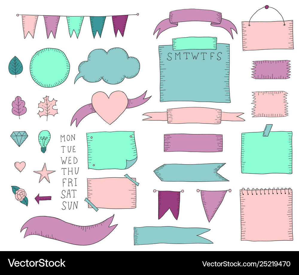 Hand Drawn Bullet Journal Elements Royalty Free Vector Image