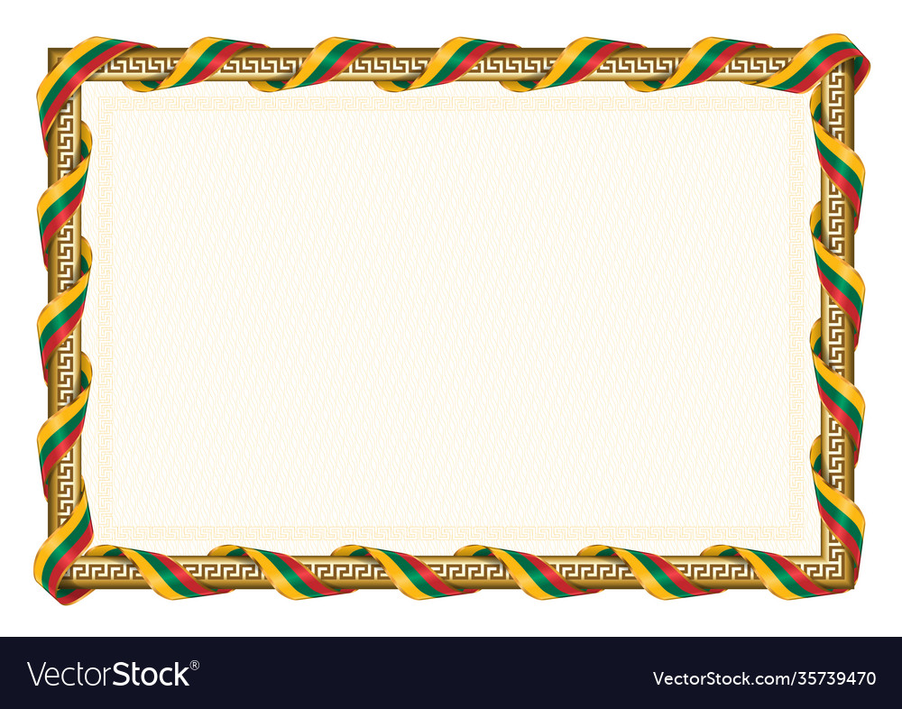 Horizontal frame and border with lithuania flag Vector Image Horizontal frame and border with lithuania flag