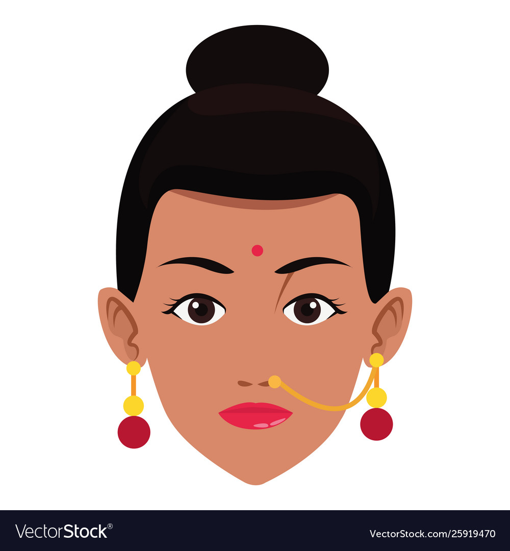 Indian woman face avatar cartoon Royalty Free Vector Image