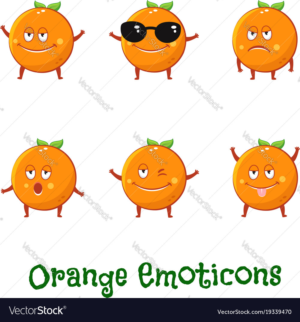 Orange smiles cute cartoon emoticons emoji icons Vector Image