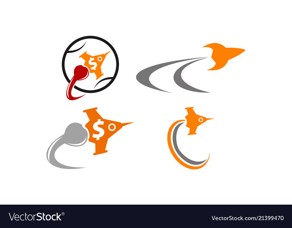 Quick rocket dollar template set Vector Image Quick rocket dollar template set
