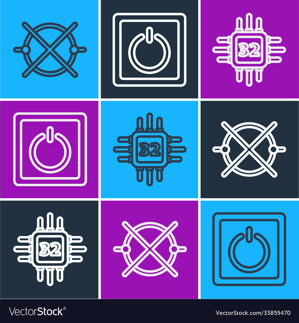 Set line electric circuit scheme processor vector image Set line electric circuit scheme processor