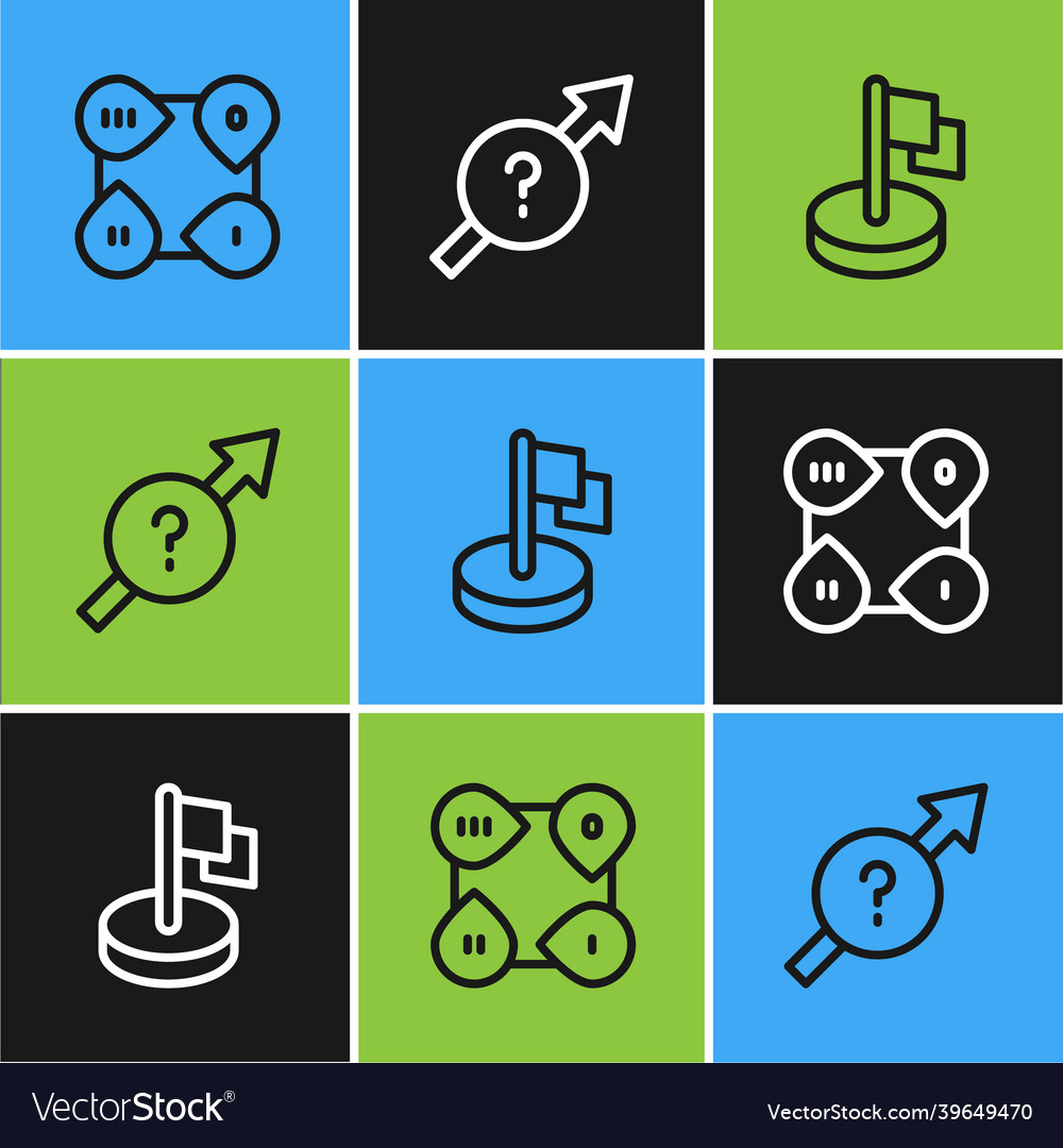 Set line infographic element flag and arrow icon vector image Set line infographic element flag and arrow icon