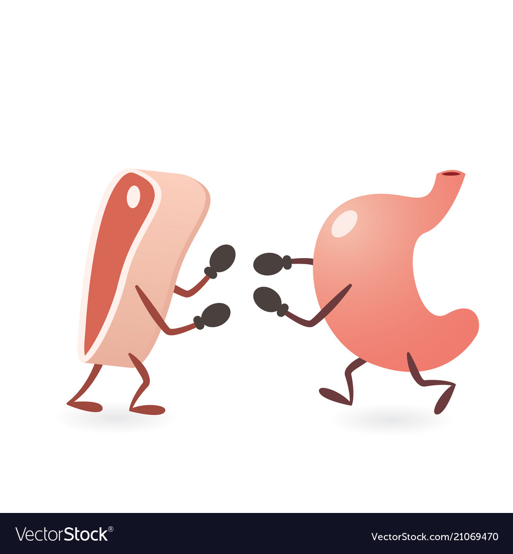 Stomach and meat fighting Royalty Free Vector Image