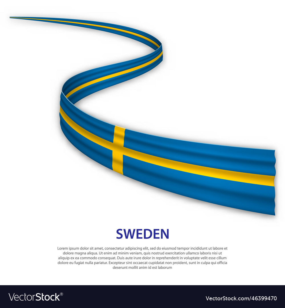 Waving ribbon or banner with flag of sweden