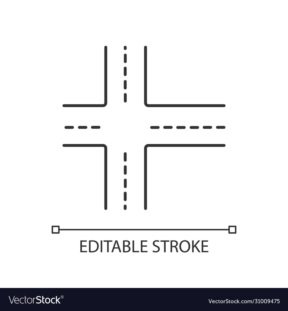 Crossroad pixel perfect linear icon intersection vector image Crossroad pixel perfect linear icon intersection