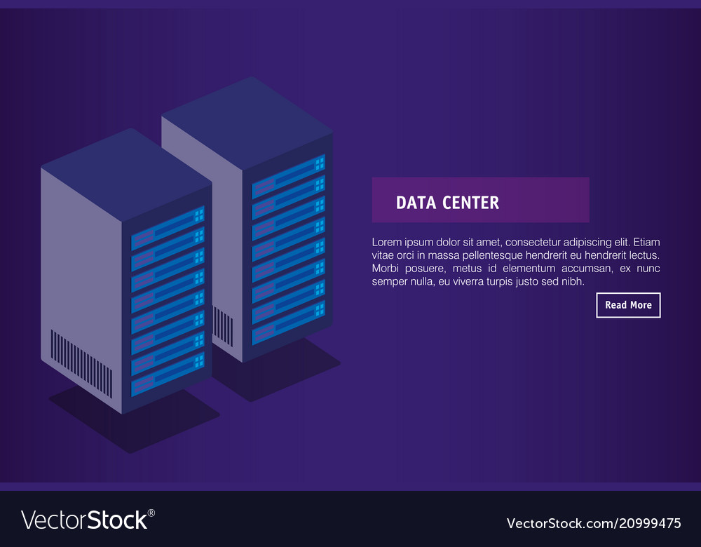 Data center technology isometric icons Royalty Free Vector