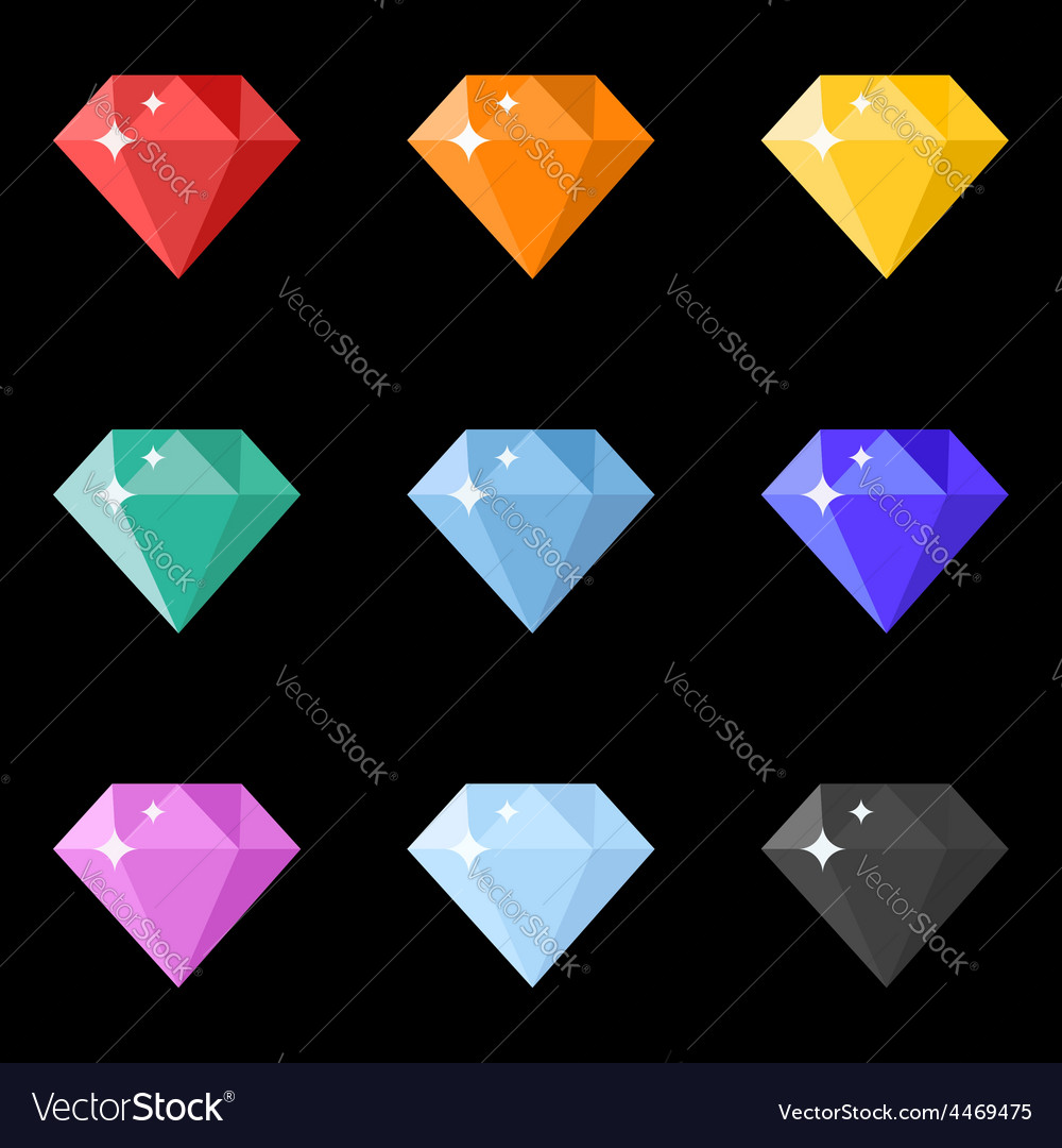 Diamonds icons set in different colors