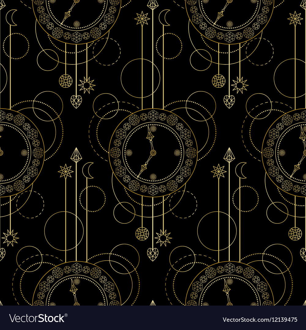 Geometric clock seamless pattern