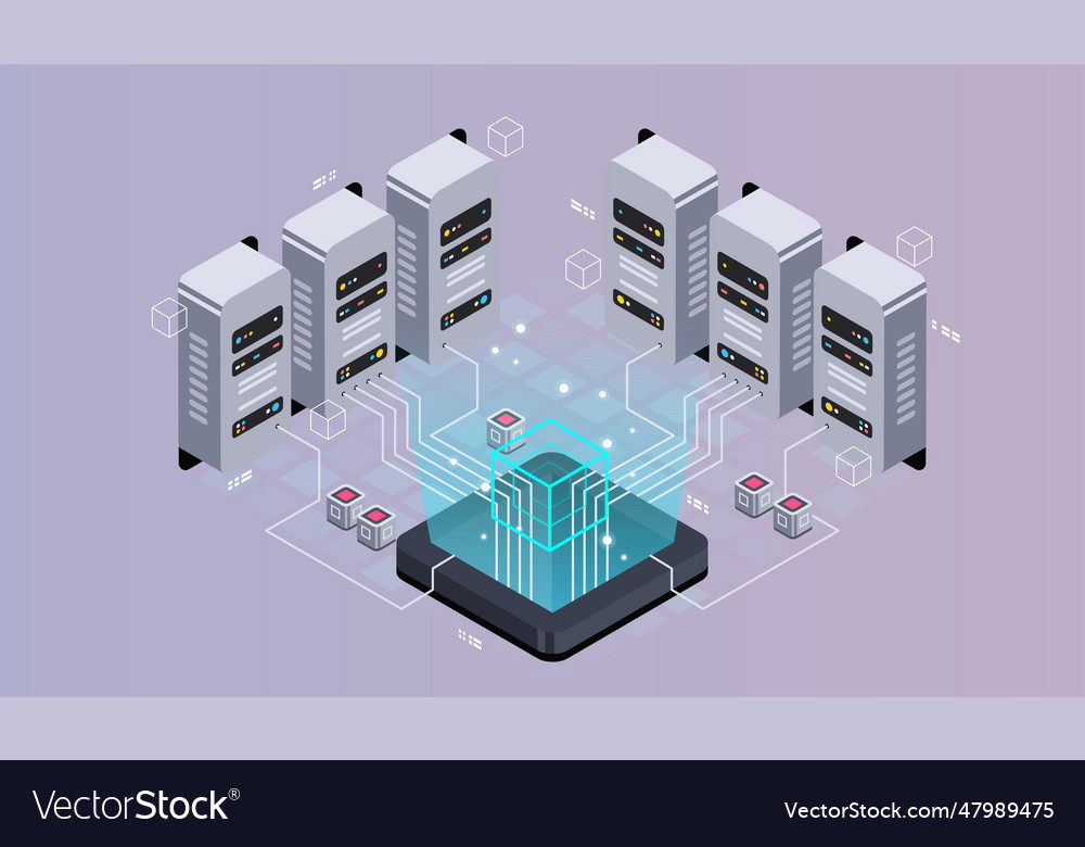 Hosting server isometric digital service or app Vector Image Hosting server isometric digital service or app