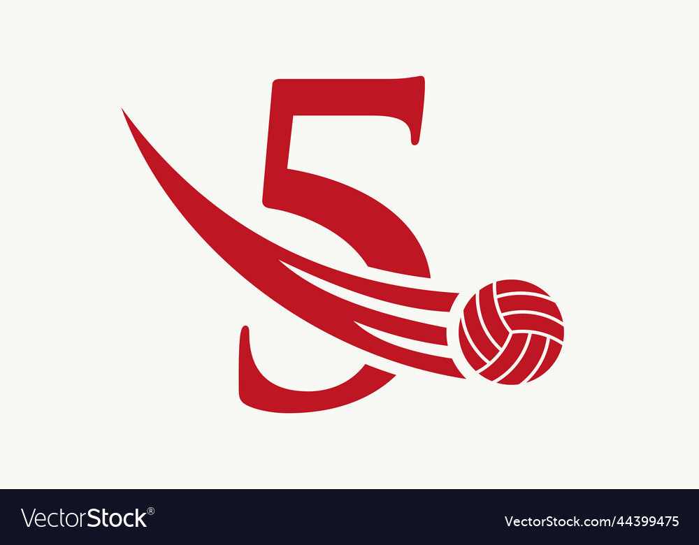 Letter 5 volleyball logo design sign