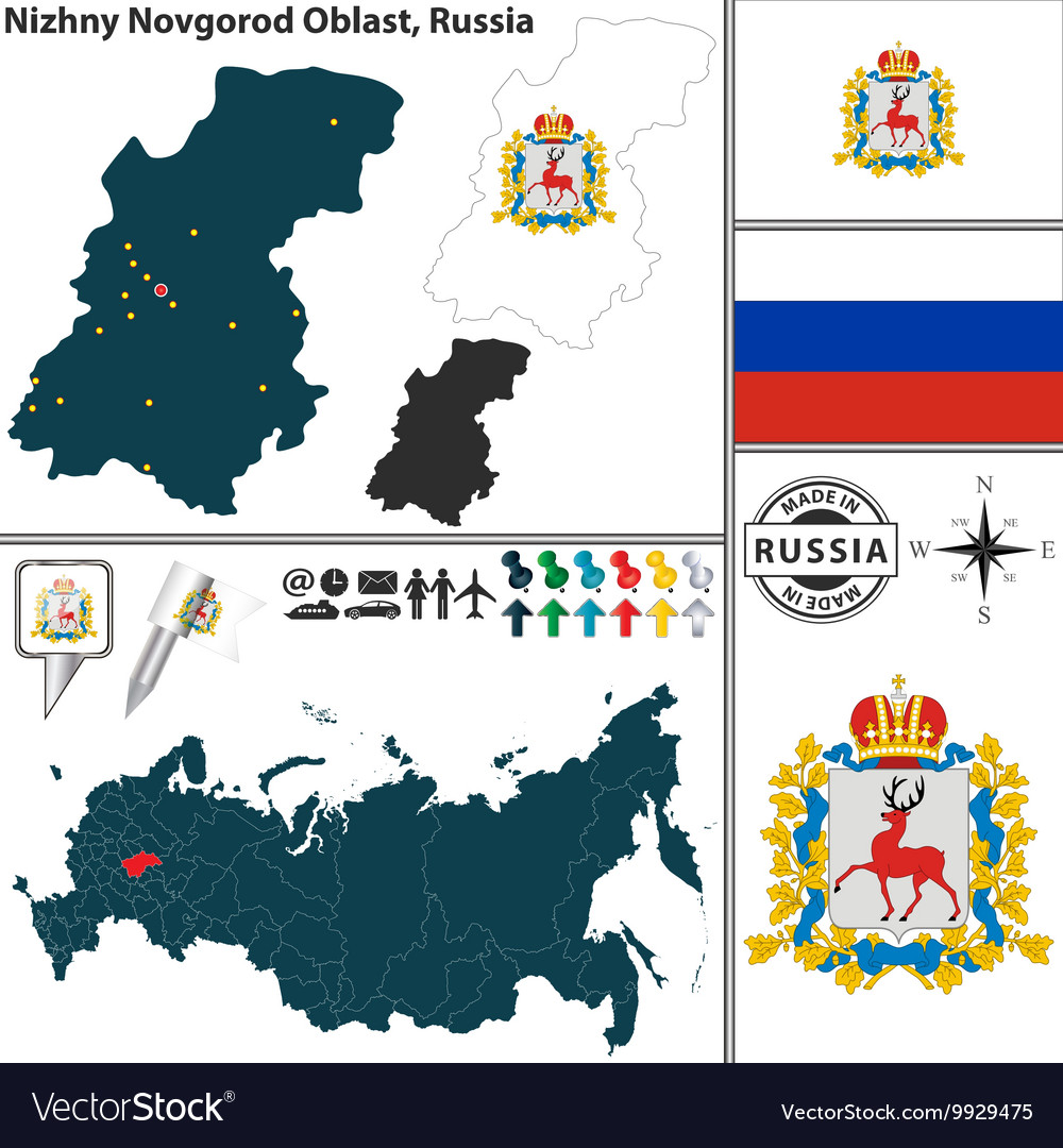 Map Of Oblast Of Nizhny Novgorod Vector 9929475 