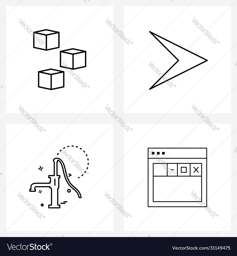 Modern style set 4 line pictograph grid based