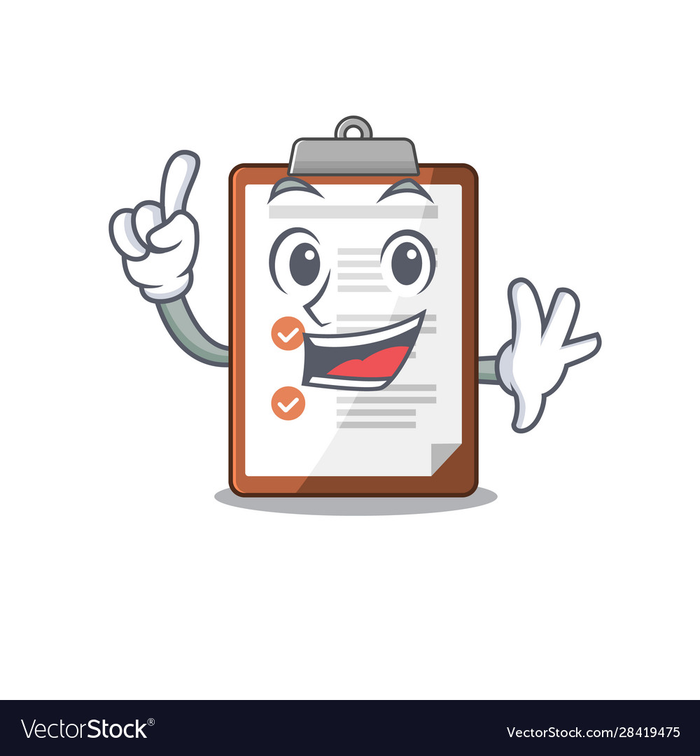 One finger clipboard scroll in mascot cartoon Vector Image One finger clipboard scroll in mascot cartoon