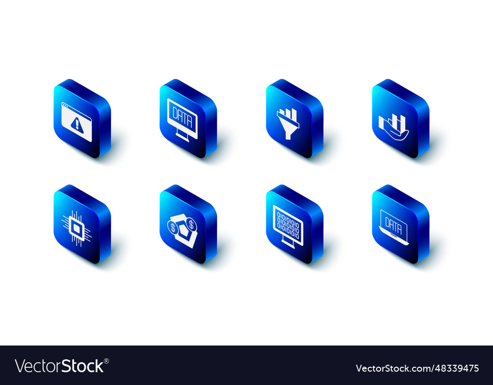 Set data analysis sales funnel with chart pie vector image Set data analysis sales funnel with chart pie