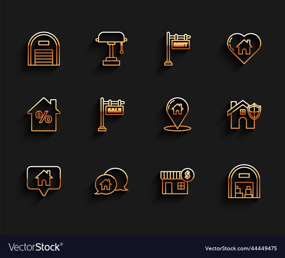 Set line map pointer with house building vector image Set line map pointer with house building