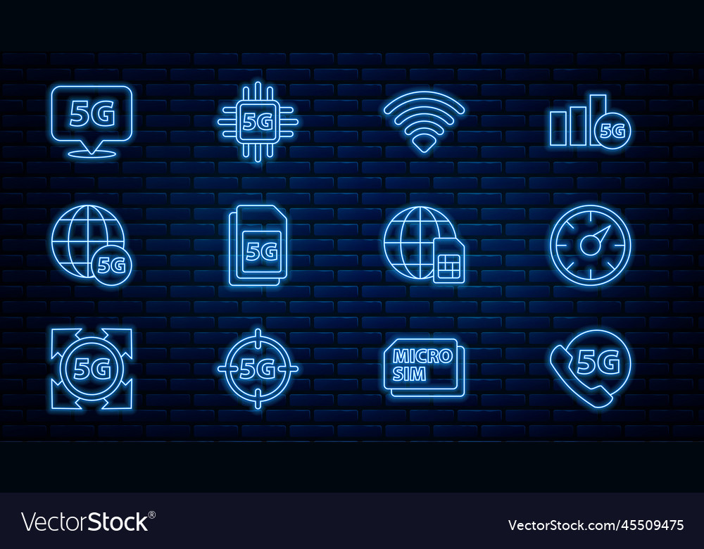 Set line phone with 5g network digital speed vector image Set line phone with 5g network digital speed