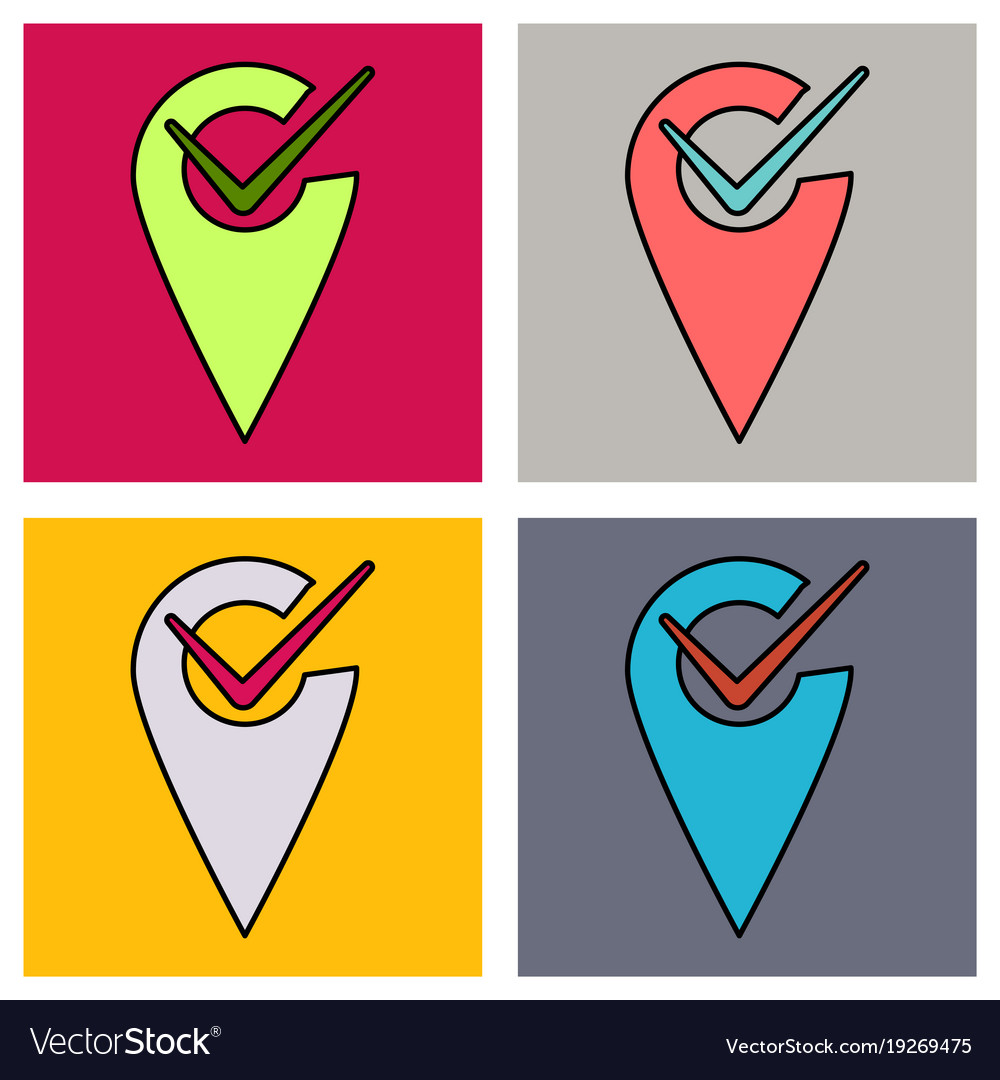 Set of navigation geolocation icon in flat design