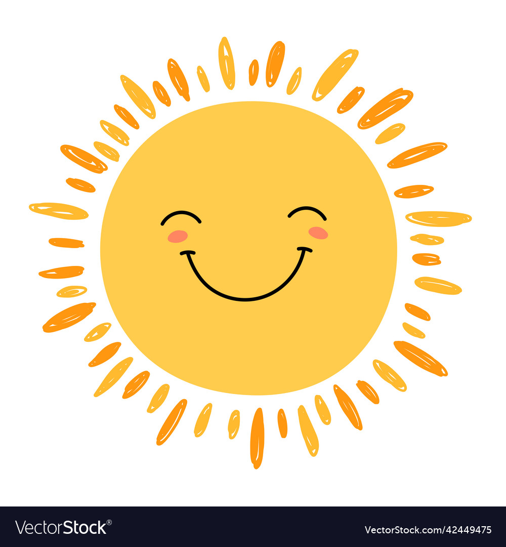 Shining sun smiling smiley face vector image Shining sun smiling smiley face