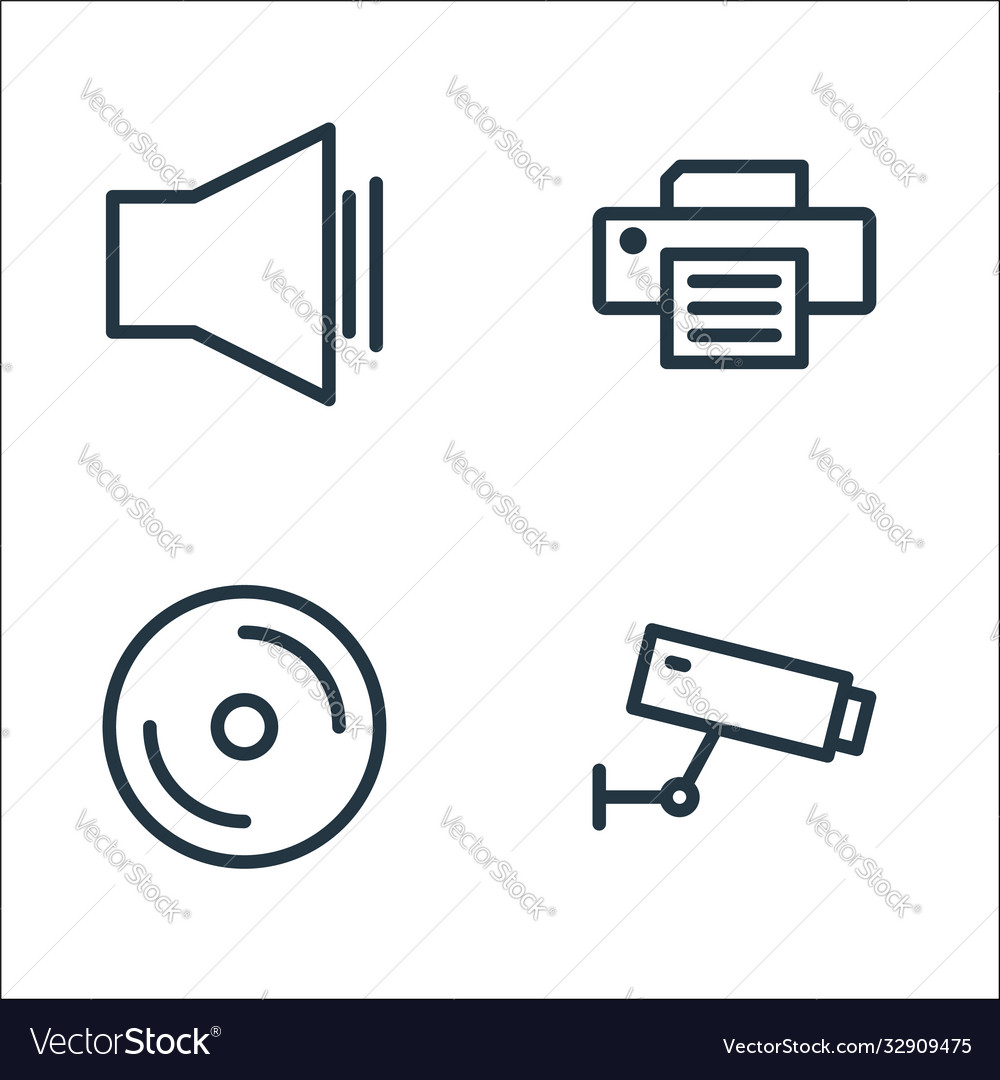Technology line icons linear set quality vector image Technology line icons linear set quality