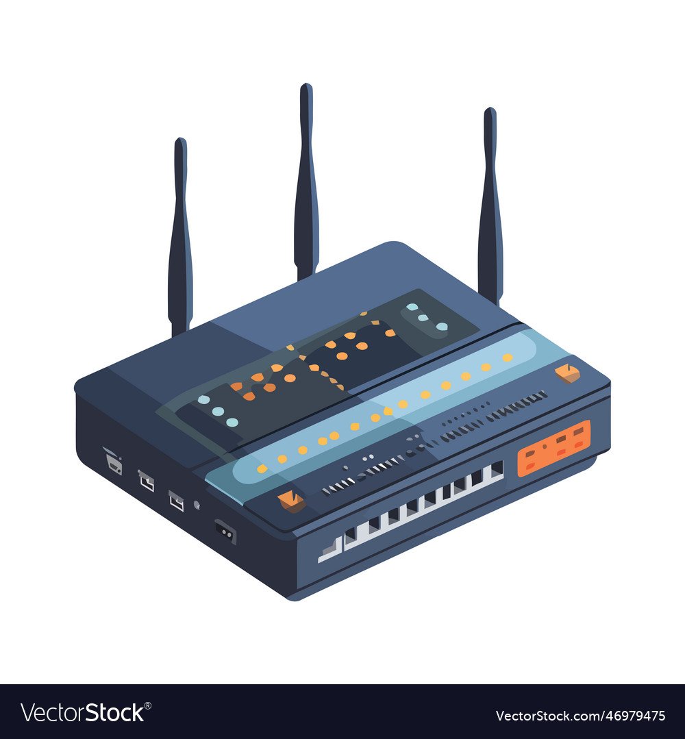 Wireless router connects computer to Vector Image