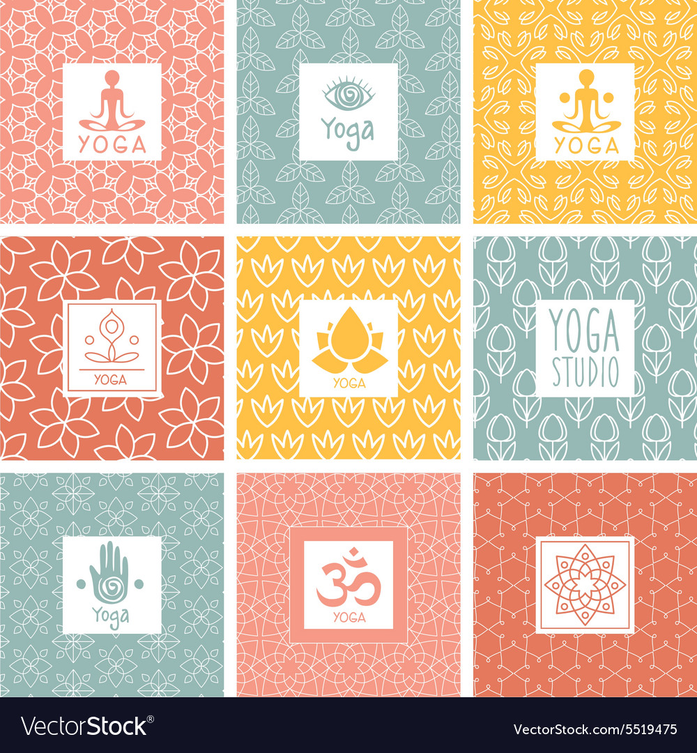 Yoga icons and line badges graphic design