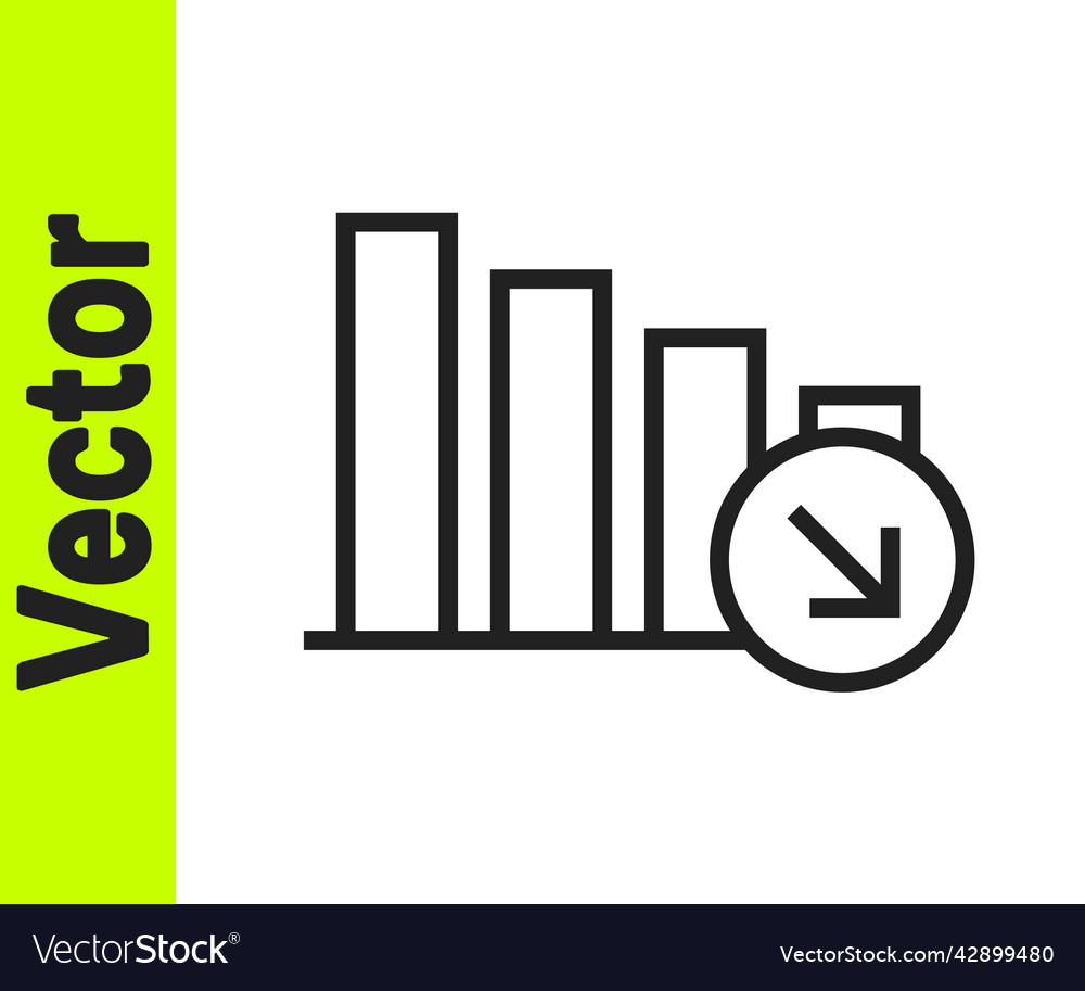 Black line financial growth decrease icon isolated