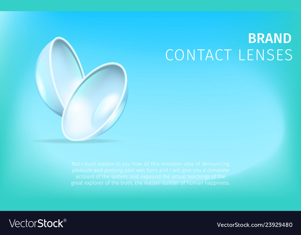 Couple of contact eye lenses on blue background Vector Image