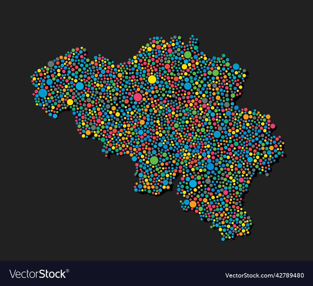 Creative map belgium from random color dots vector image Creative map belgium from random color dots